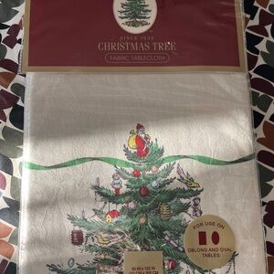Christmas Tree Fabric Tablecloth - White